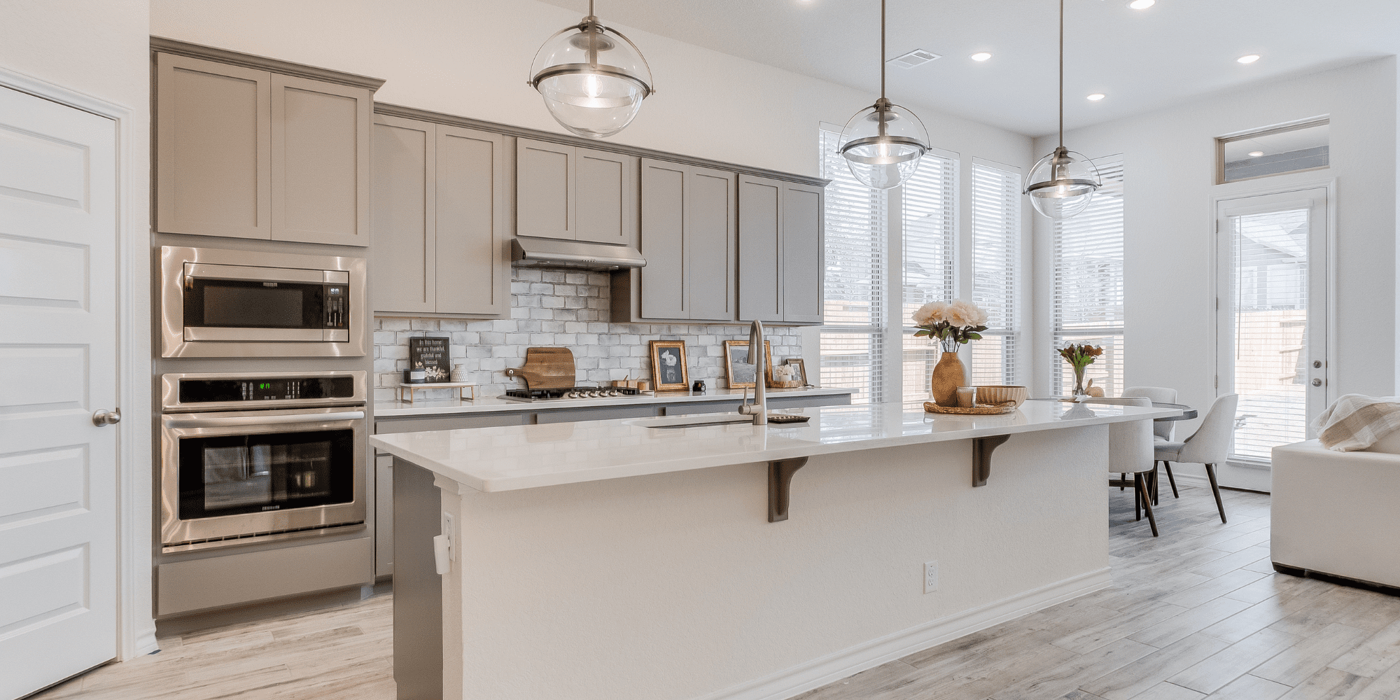 Stock Image of a Kitchen with Beige Kitchen Cabinets