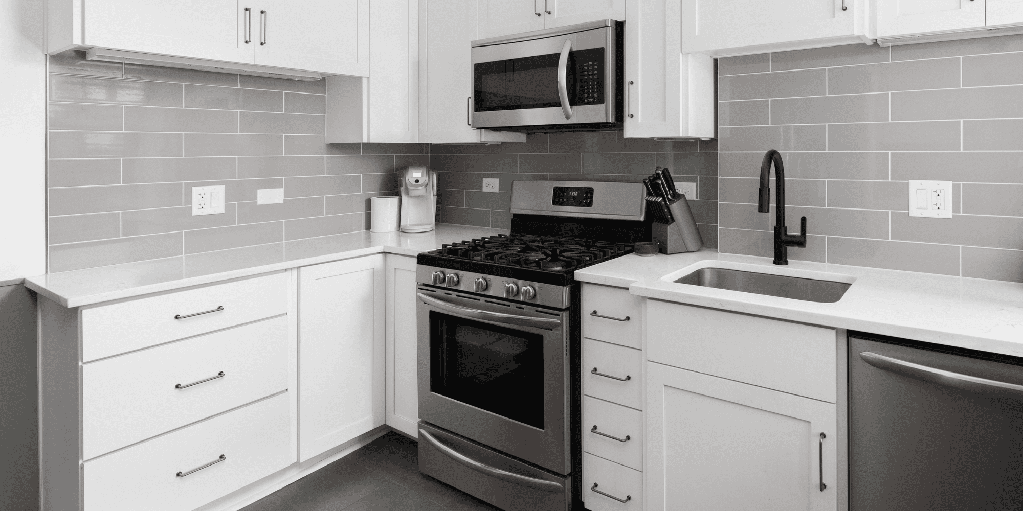 Stock Image of Kitchen Counters with Different Depth