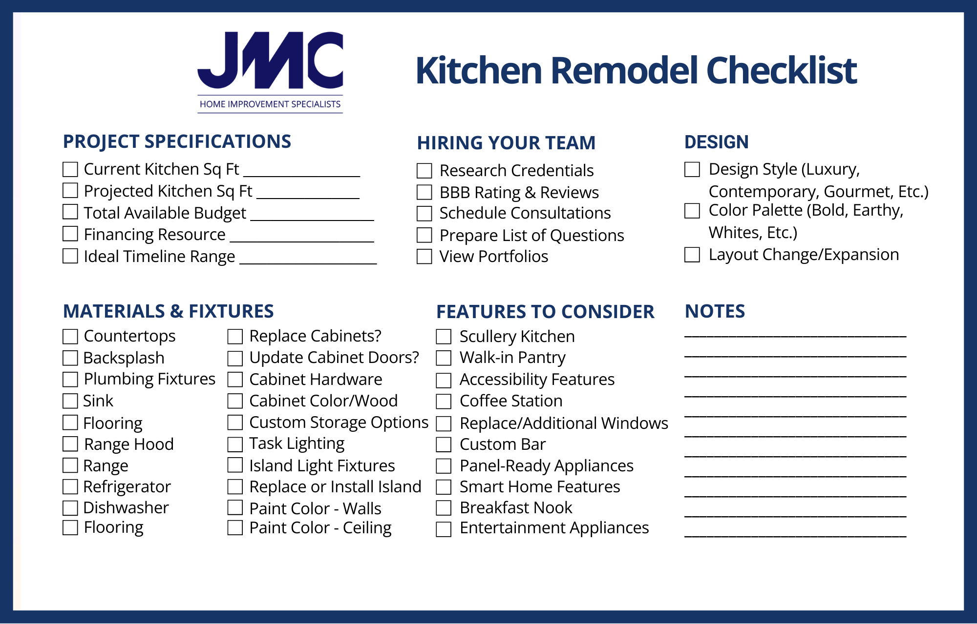 Home Remodeling Checklist