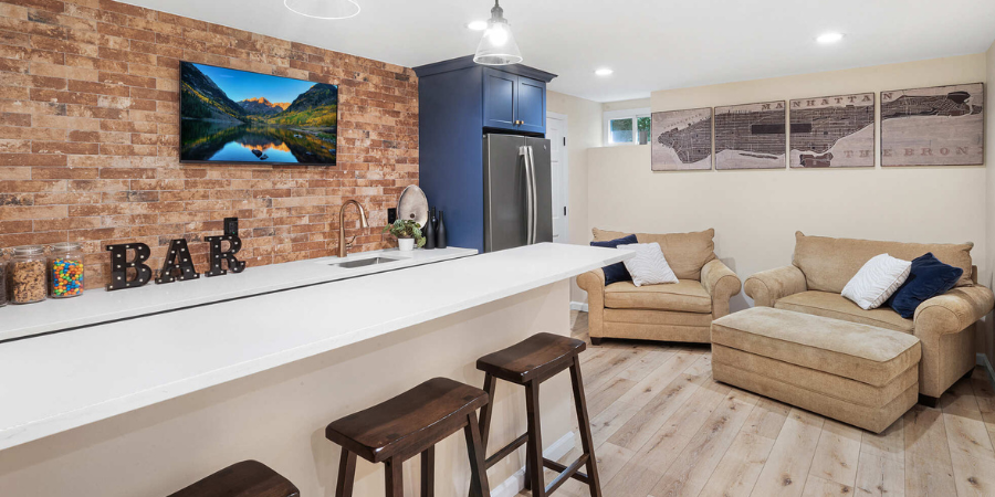 Kitchenette in Basement Remodel in New Jersey