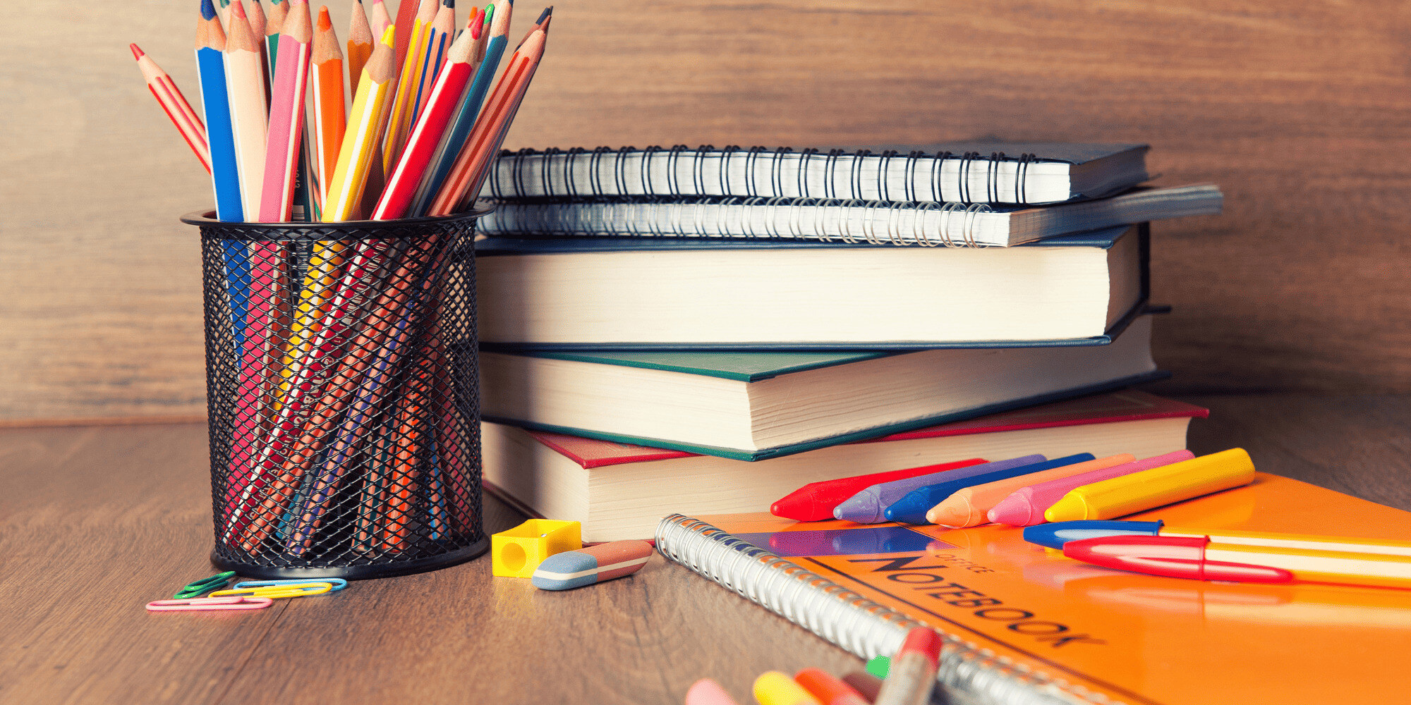 Stock Image of Books and School Supplies on a Table