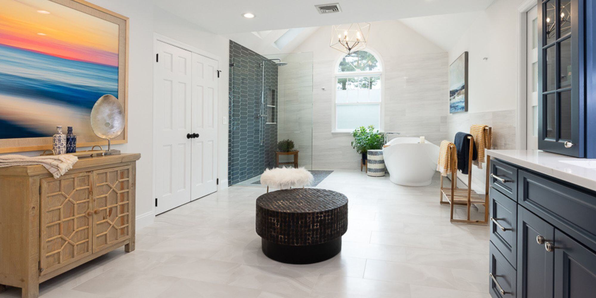 Large Bathroom Remodel With Wet Room and Soaking Tub